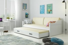 Otroška postelja Dawid z dodatnim ležiščem - 90x200 cm - bela/bela