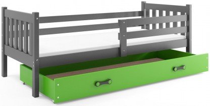 BMS Group - Otroška postelja Carino - 80x190 cm - grafit/zelena