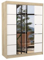 ADRK - Garderobna omara z drsnimi vrati Nordic - 150 cm - sonoma hrast/bela