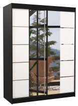 ADRK - Garderobna omara z drsnimi vrati Nordic - 150 cm - črna/bela