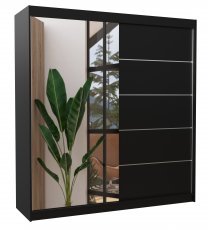 ADRK - Garderobna omara z drsnimi vrati Oliver - 200 cm - črna