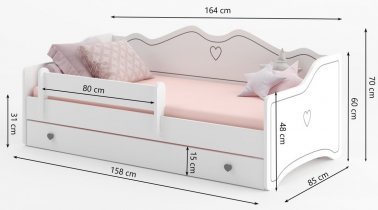 ADRK - Otroška postelja Emka 80x160 cm - bela/roza