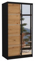 ADRK - Garderobna omara z drsnimi vrati Orlando - 100 cm - črna/artisan
