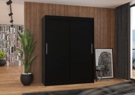 Garderobna omara z drsnimi vrati Denver - 150 cm - črna