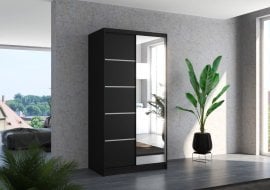 Garderobna omara z drsnimi vrati Orlando - 100 cm - črna