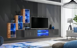 Dnevni TV regal Switch XXII 240 cm LED - votan/grafit