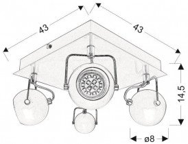 Candellux - Stropna svetika Tony Plafond 4x3W LED GU10 Black Mat