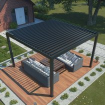 Mirpol - Vrtna pergola Luxe 3x3m z LED in električno streho - antracit