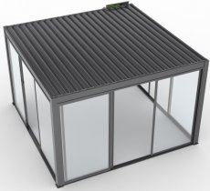 Mirpol - Vrtna pergola Luxe 4x4m z LED in električno streho - antracit