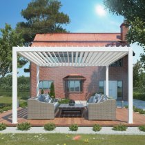 Mirpol - Vrtna pergola Luxe 3x4m z LED in električno streho - bela