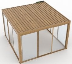 Mirpol - Vrtna pergola Luxe 3.5x3.5m z LED in električno streho - les