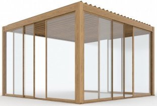 Mirpol - Vrtna pergola Luxe 3x4m z LED in električno streho - les