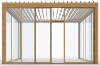Mirpol - Vrtna pergola Luxe 3x4m z LED in električno streho - les