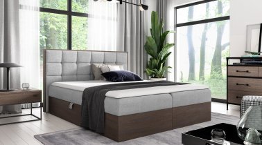 Meble Gruška - Boxspring postelja Wood 1 - 160x200 cm - temni hrast