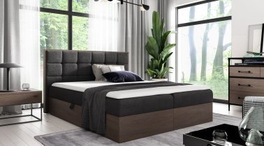 Meble Gruška - Boxspring postelja Wood 1 - 120x200 cm - temni hrast