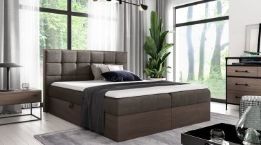 Meble Gruška - Boxspring postelja Wood 1 - 160x200 cm - temni hrast