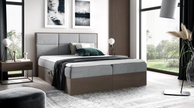 Meble Gruška - Boxspring postelja Wood 2 - 180x200 cm - temni hrast