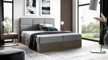 Meble Gruška - Boxspring postelja Wood 2 - 160x200 cm - temni hrast