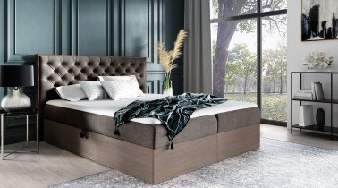 Meble Gruška - Boxspring postelja Wood 3 - 180x200 cm - temni hrast