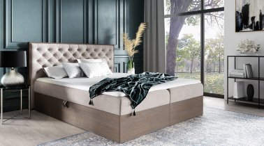 Meble Gruška - Boxspring postelja Wood 3 - 140x200 cm - temni hrast