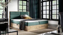 Meble Gruška - Boxspring postelja Wood 5 - 200x200 cm - hrast lancelot