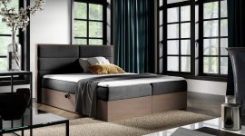 Meble Gruška - Boxspring postelja Wood 5 - 140x200 cm - temni hrast