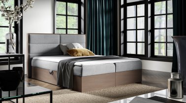 Meble Gruška - Boxspring postelja Wood 5 - 200x200 cm - temni hrast