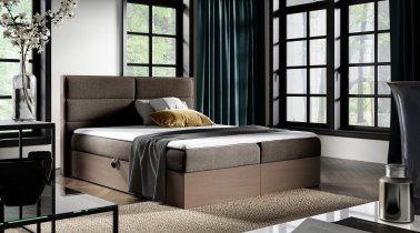 Meble Gruška - Boxspring postelja Wood 5 - 180x200 cm - temni hrast