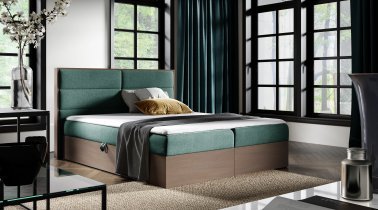 Meble Gruška - Boxspring postelja Wood 5 - 180x200 cm - temni hrast