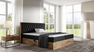 Meble Gruška - Boxspring postelja Wood 6 - 160x200 cm - hrast lancelot