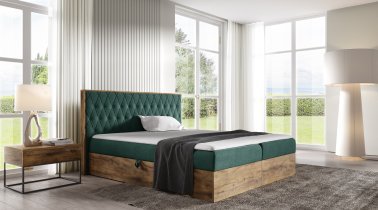 Meble Gruška - Boxspring postelja Wood 6 - 180x200 cm - hrast lancelot