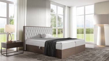 Meble Gruška - Boxspring postelja Wood 6 - 160x200 cm - temni hrast