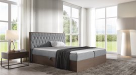 Meble Gruška - Boxspring postelja Wood 6 - 200x200 cm - temni hrast