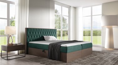 Meble Gruška - Boxspring postelja Wood 6 - 140x200 cm - temni hrast
