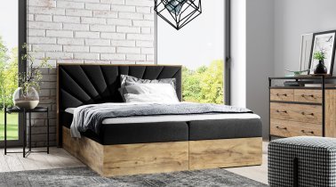 Meble Gruška - Boxspring postelja Wood 7 - 200x200 cm - hrast lancelot