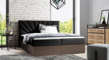 Meble Gruška - Boxspring postelja Wood 7 - 120x200 cm - temni hrast