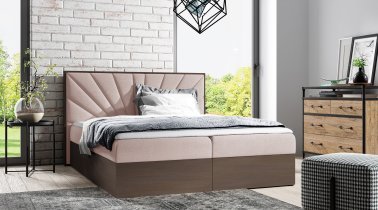 Meble Gruška - Boxspring postelja Wood 7 - 180x200 cm - temni hrast