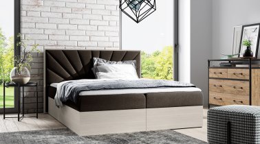 Meble Gruška - Boxspring postelja Wood 7 - 200x200 cm - nordijski tik