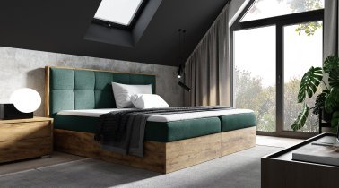 Meble Gruška - Boxspring postelja Wood 8 - 140x200 cm - hrast lancelot