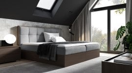 Meble Gruška - Boxspring postelja Wood 8 - 140x200 cm - temni hrast