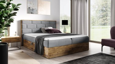Meble Gruška - Boxspring postelja Wood 9 - 160x200 cm - hrast lancelot