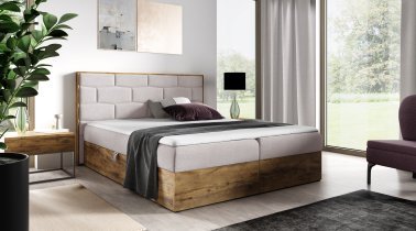Meble Gruška - Boxspring postelja Wood 9 - 200x200 cm - hrast lancelot