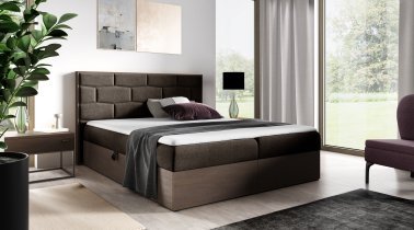 Meble Gruška - Boxspring postelja Wood 9 - 160x200 cm - temni hrast
