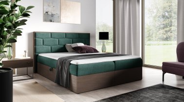 Meble Gruška - Boxspring postelja Wood 9 - 140x200 cm - temni hrast