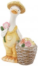 Chomik - Vrtna figura - Račka v kombinezonu s košaro rož - GOT6456