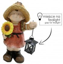 Chomik - Vrtna figurica - Deklica s sončnico in svetilko - GOT6869