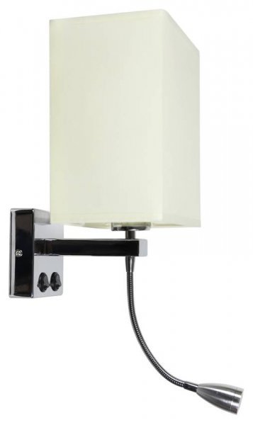 Candellux - Stenska svetilka Boho 1x40W E27 + 2W LED Chrome Rectangle