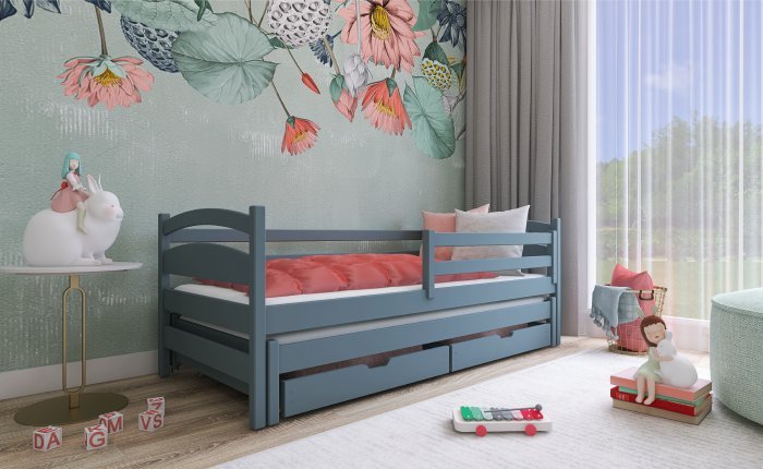 Lano - Otroška postelja z dodatnim ležiščem Tosia - 80x180 cm - Siva