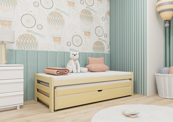 Lano - Otroška postelja z dodatnim ležiščem Anis - 80x200 cm - Bor