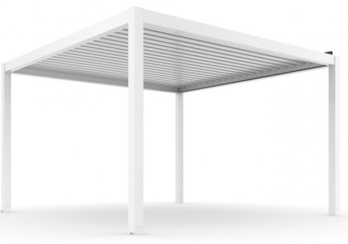 Mirpol - Vrtna pergola Luxe 3.5x3.5m z LED in električno streho - bela